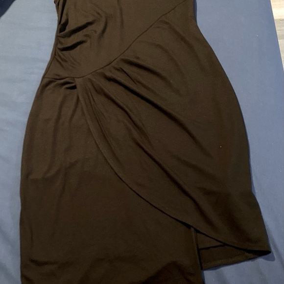 VENUS High Neck Drape Style Midi Dress Black Size S - Picture 2 of 5